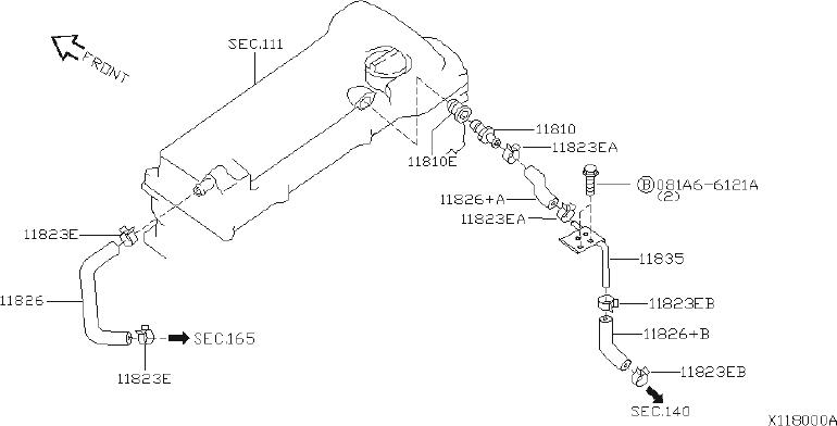 Nissan Sentra Pcv Valve. VENTILATION, Engine, CRANKCASE - 11810-53J01