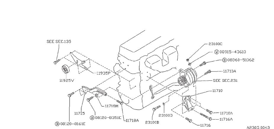 Datsun PICKUP Bolt Adjust. PWR, STRG, INTEGRAL - 11928-12G01